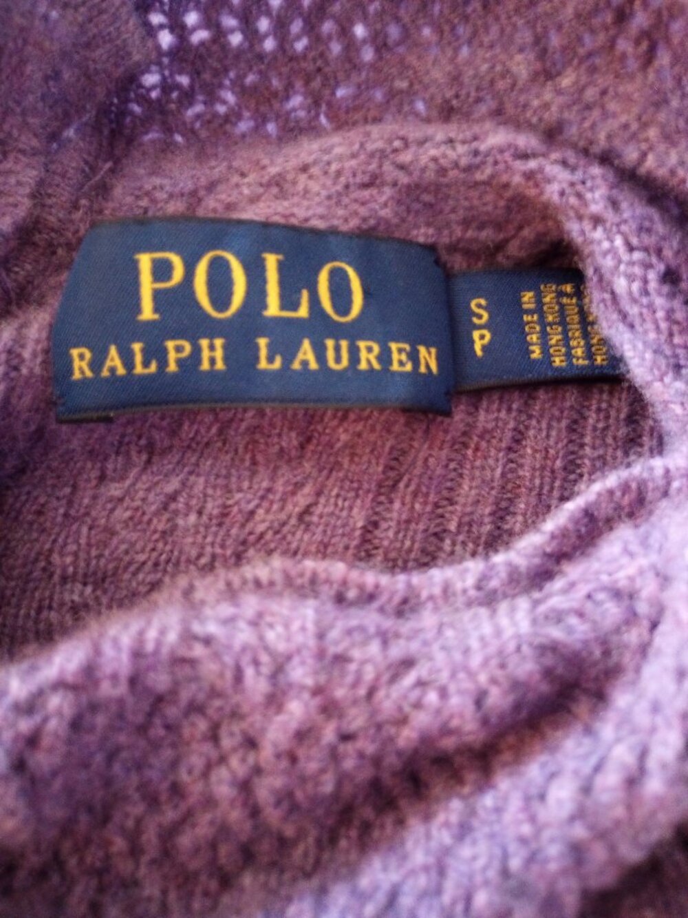 Polol Ralph Lauren Purple Ruffle Mock Neck Sweater - Picture 5 of 7